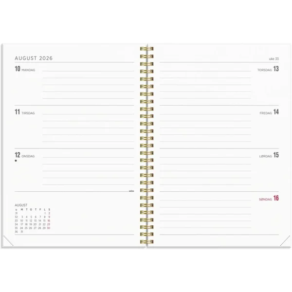 Ukekalender GRIEG Multi A5 2026 hvit