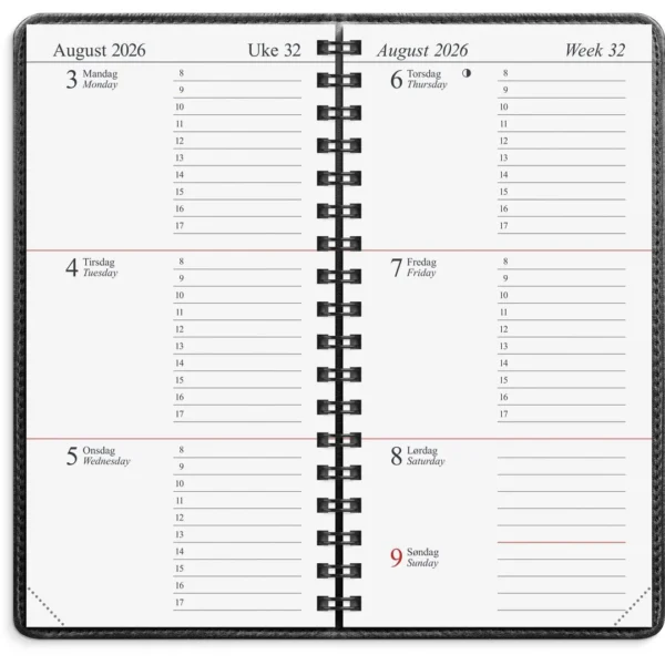 Lommekal. GRIEG Memo 2026 i omslag sort