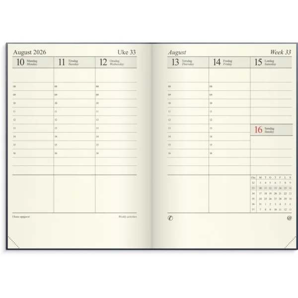 Sjefskalender GRIEG A4 imitert 2026 blå