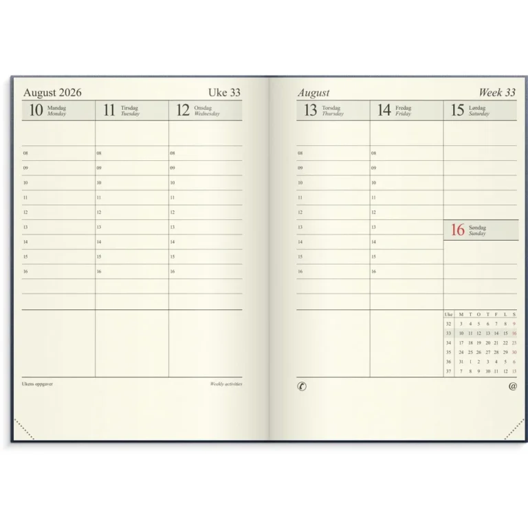 Sjefskalender GRIEG A4 imitert 2026 blå - Bilde 2