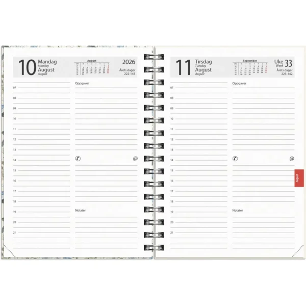 Dagbok GRIEG Time A5 spiral 2026 blomst