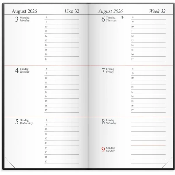 Lommekal. GRIEG Memo 2026 imitert grå