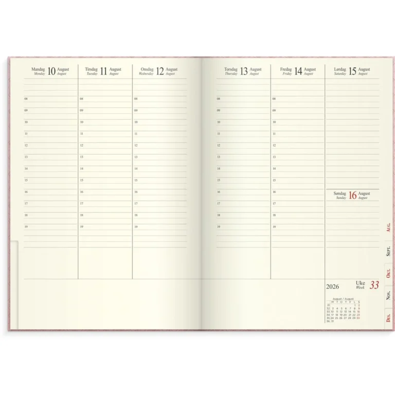 Sjefskalender GRIEG A5 imit. 2026 rosa - Bilde 2