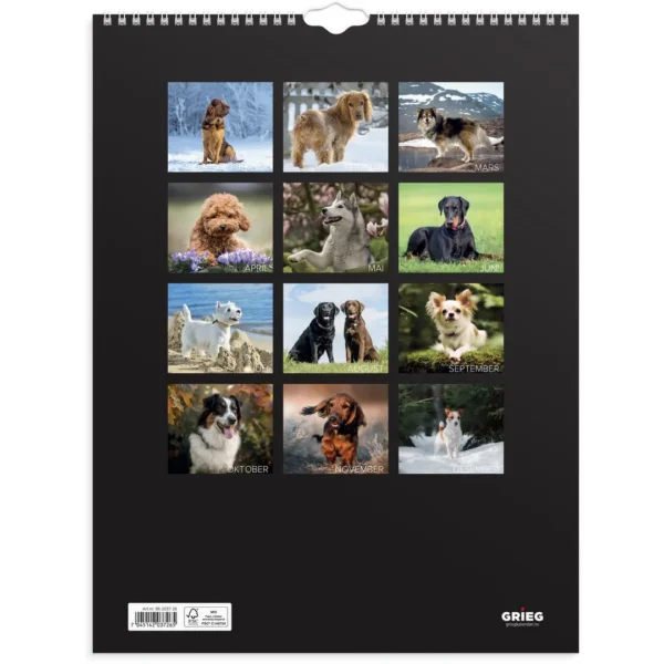 Veggkalender GRIEG 2026 Hunder