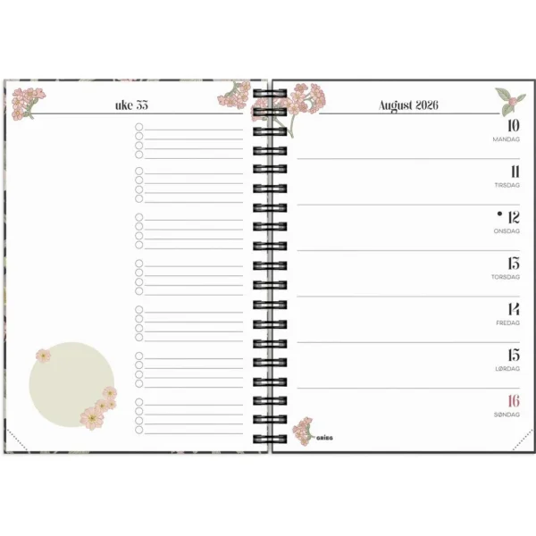 Ukekalender Life Planner 2026 Floral A6