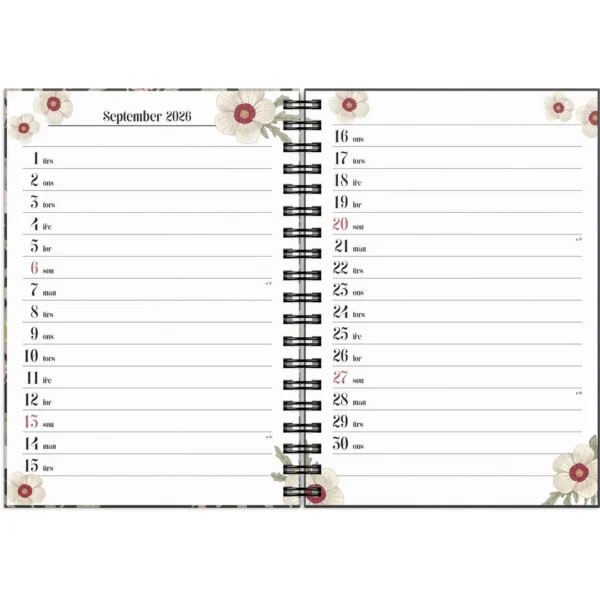 Ukekalender Life Planner 2026 Floral A6