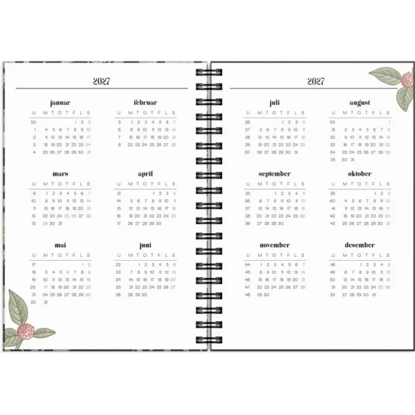 Ukekalender Life Planner 2026 Floral A6