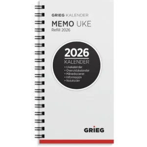 Lommekalender GRIEG Memo 2026 refill