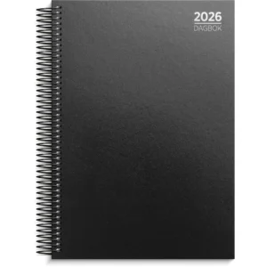 Dagbok GRIEG A4 spiral linjert 2026 sort
