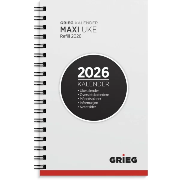 Lommekalender GRIEG Maxi 2026 refill