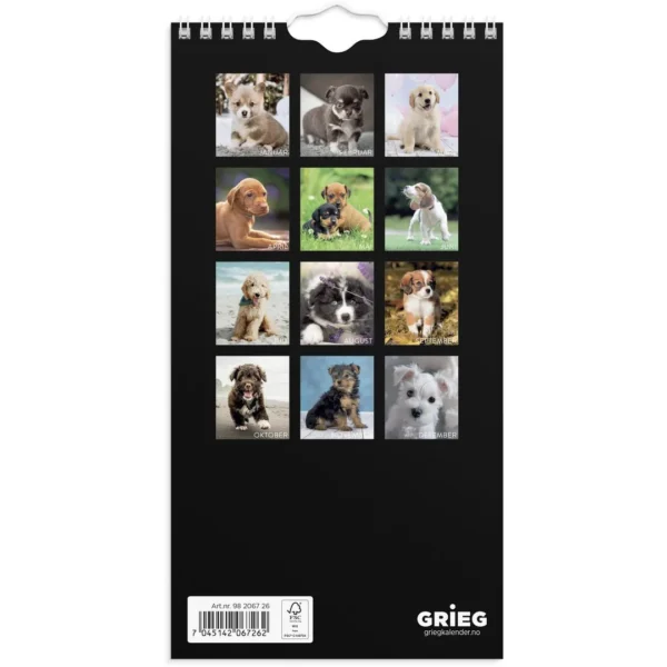 Veggkalender GRIEG 2026 Hunder Mini