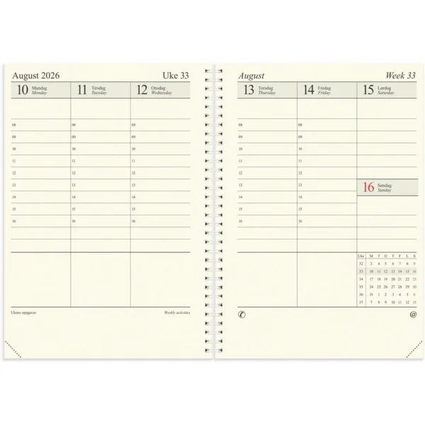 Sjefskalender GRIEG A4 2026 refill