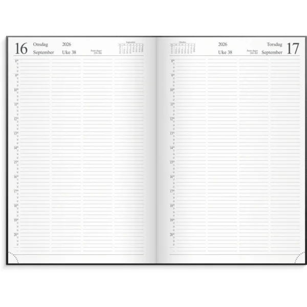 Timeavtalebok GRIEG imitert 2026 sort