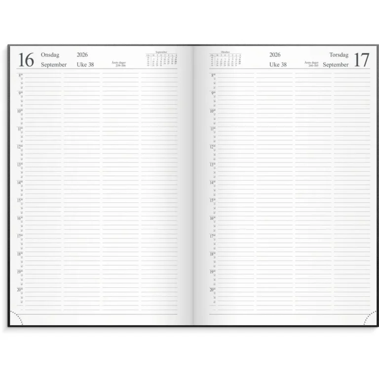 Timeavtalebok GRIEG imitert 2026 sort - Bilde 2