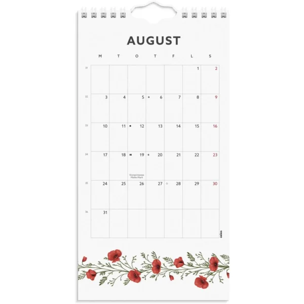 Veggkalender GRIEG 2026 Blomster Mini
