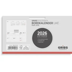 Bordkalender GRIEG 2026 uke