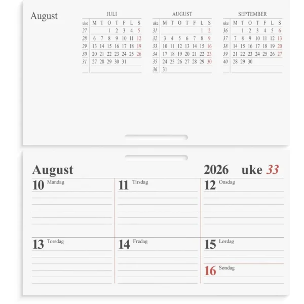 Bordkalender GRIEG 2026 uke