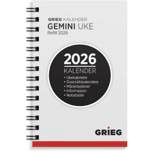 Lommekal GRIEG Gemini 2026 refill