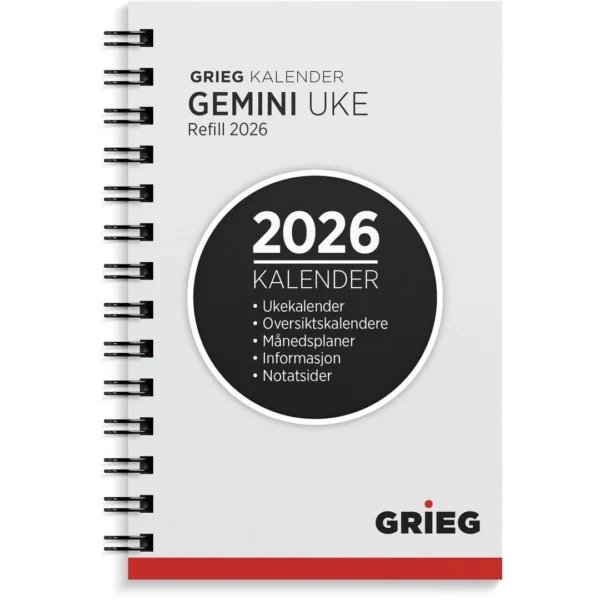 Lommekal GRIEG Gemini 2026 refill