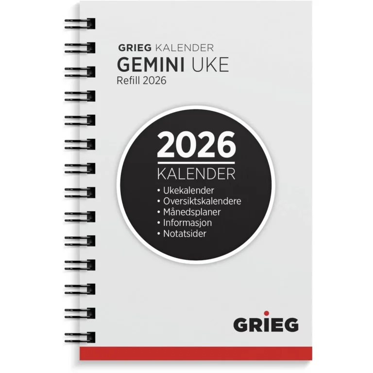 Lommekal GRIEG Gemini 2026 refill