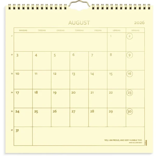 Veggkalender GRIEG 2026 Color