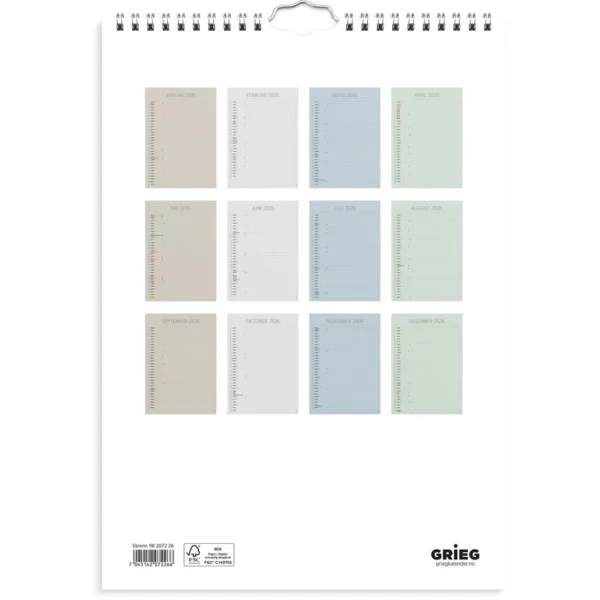 Familiekalender GRIEG 2026 Color A4