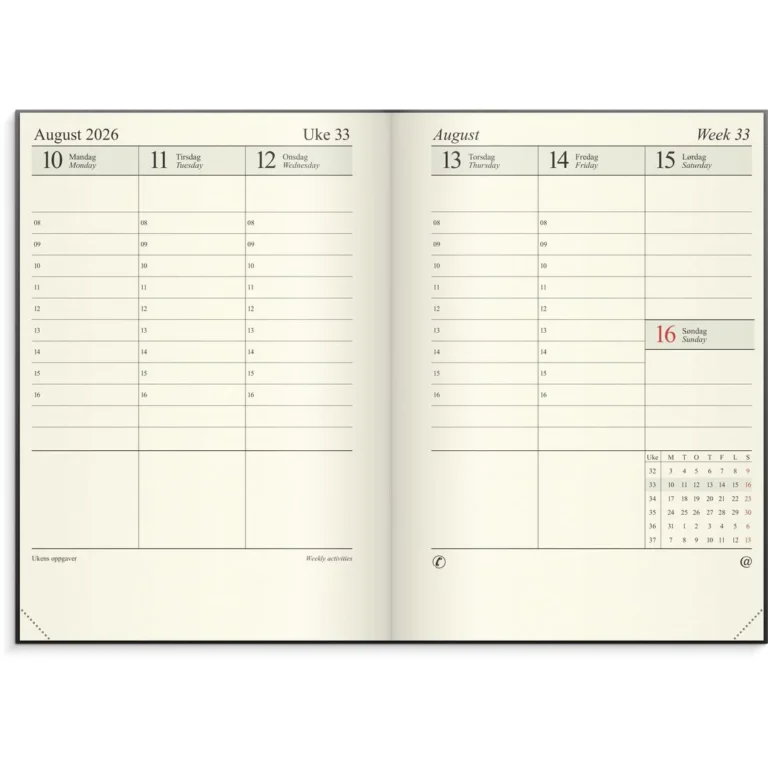 Sjefskalender GRIEG A4 imitert 2026 grå - Bilde 2