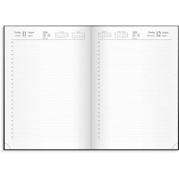 Dagbok GRIEG 24 timer A4 2026 sort