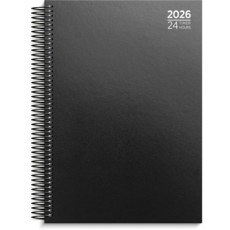 Dagbok GRIEG 24 timer A4 spiral 26 sort