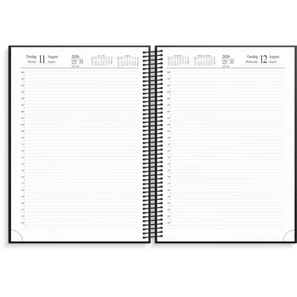 Dagbok GRIEG 24 timer A4 spiral 26 sort