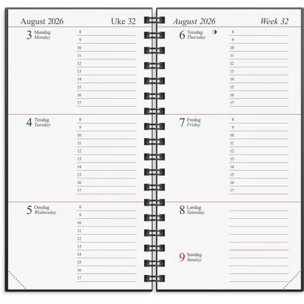 Lommekal GRIEG Memo 2026 kartong sort