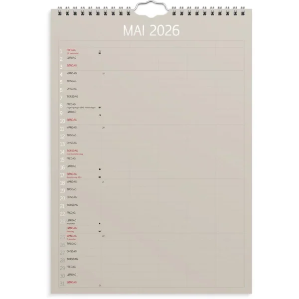Familiekalender GRIEG 2026 Color A4