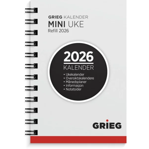 Lommekalender GRIEG Mini 2026 refill