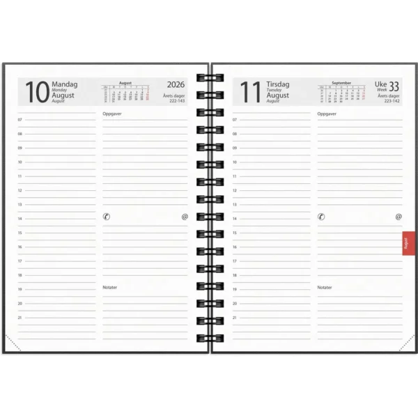 Dagbok GRIEG Time A5 spiral 2026 sort