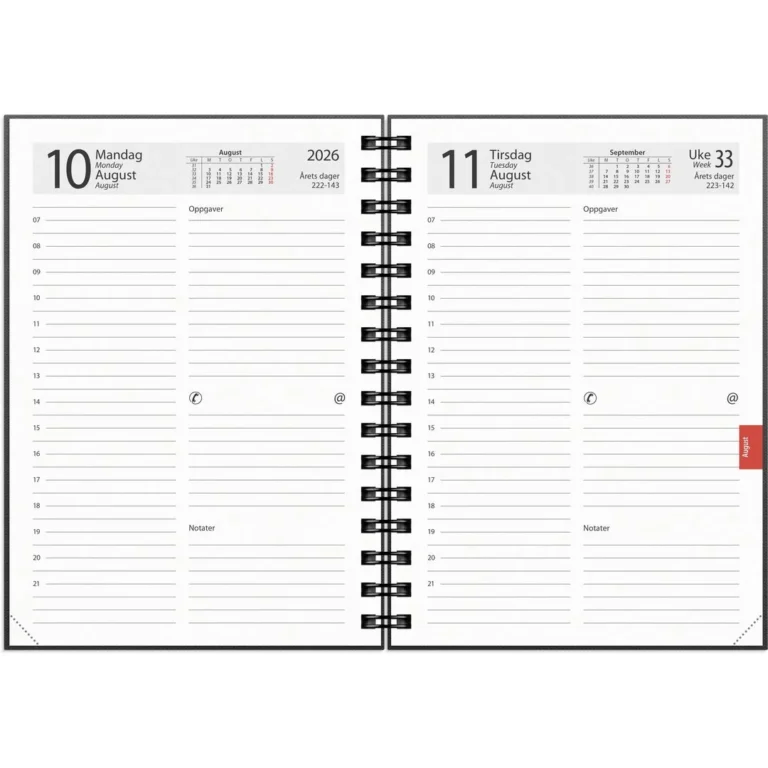 Dagbok GRIEG Time A5 spiral 2026 sort - Bilde 3