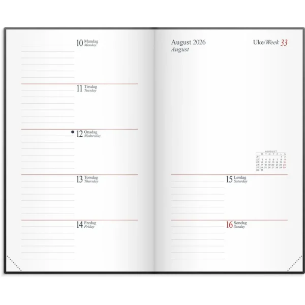 Lommekal. GRIEG Maxi 2026 imitert grå