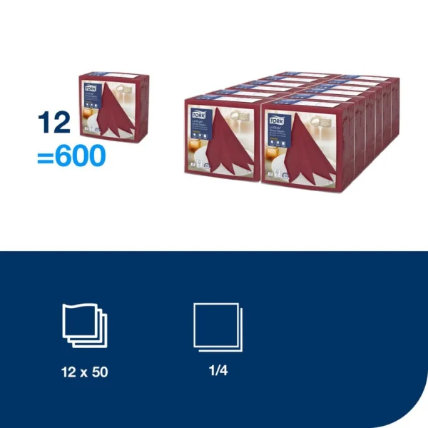 Serviett TORK linstyle 39cm burgund (50)