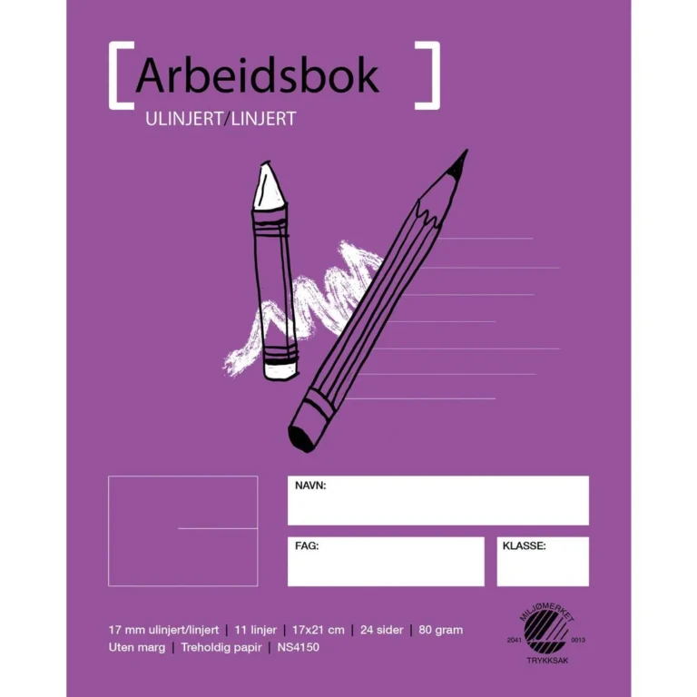 Arbeidsbok 17x21 80g 17mm ulinj./linjert