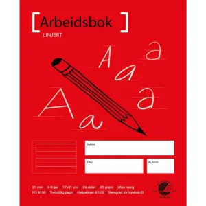 Arbeidsbok 17x21 80g 31mm 8:10:8 hj.linj
