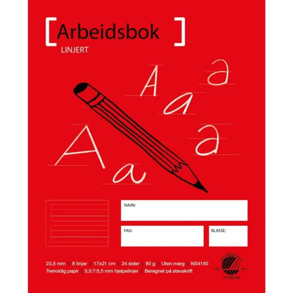 Arbeidsbok 17x21 80g 5,5:7:5,5 hj.linje