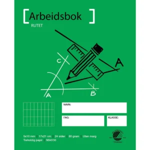 Arbeidsbok 17x21 80g 5x10 rutet