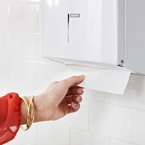 Dispenser KATRIN tørkeark metall hvit