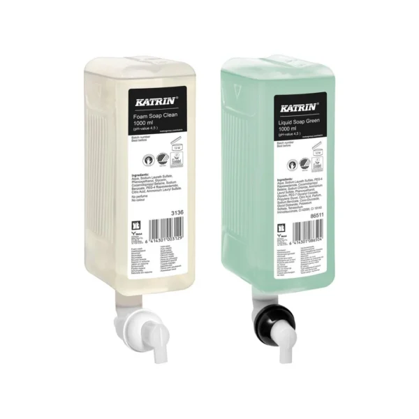 Dispenser KATRIN skum/flyt1L metall hvit