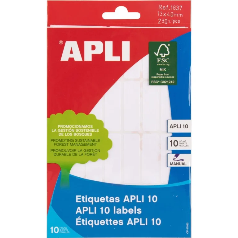 Etikett APLI 13x40mm hvit (280)