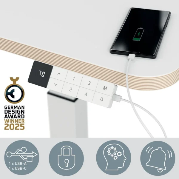 Skrivebord LEITZ hev/senk elektrisk hvit