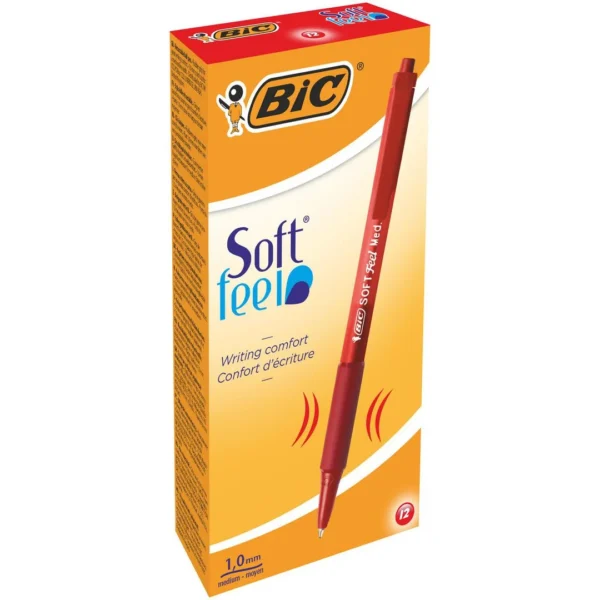 Kulepenn BIC Softfeel Clic Grip M rød