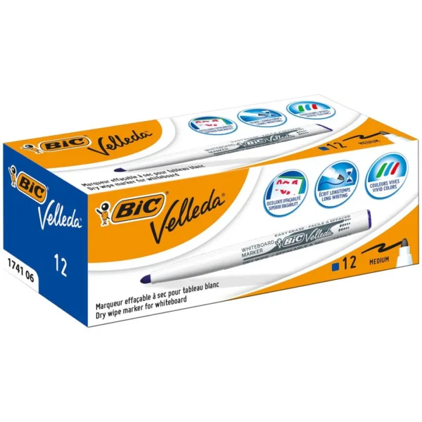 Whiteboardpenn BIC Velleda 1741 rund blå