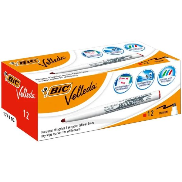 Whiteboardpenn BIC Velleda 1741 rund rød