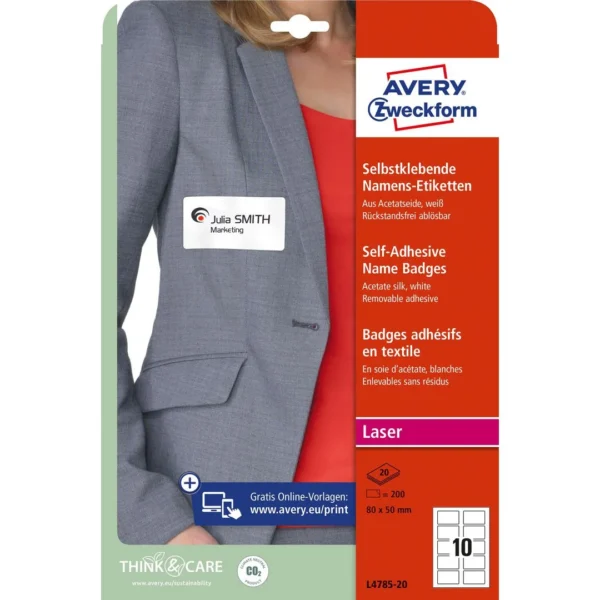 Etikett AVERY navneskilt 80x50mm (200)