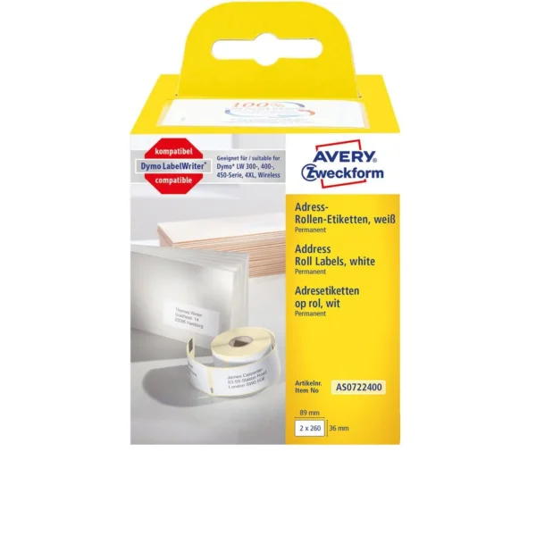 Etikett AVERY adresse 89x36mm (520)